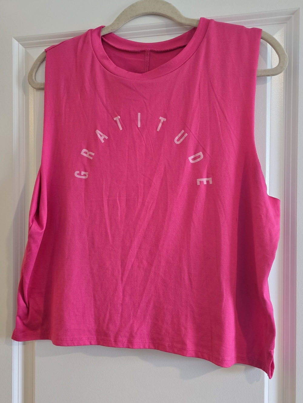 Women’s Pink Gratitude Muscle Tank